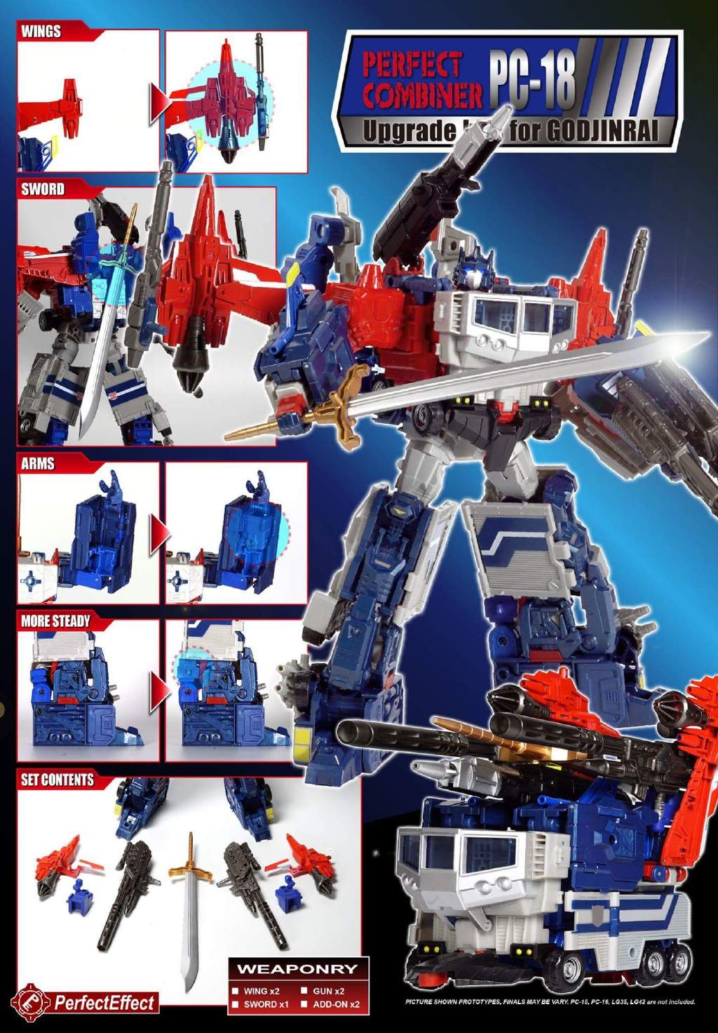 Pc 18 Perfect Combiner Upgrade Kit For God Jinrai Prime Pe Perfect Effect